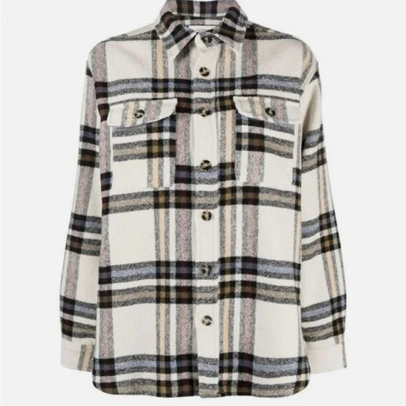 Isabel Marant Étoile “Ebbaz” Plaid Wool-Blend Shacket Jacket XS - Picture 4 of 10